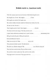 English Worksheet: british vs american