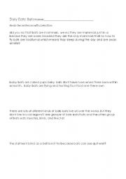 English Worksheet: sentence reconstructuring - bats