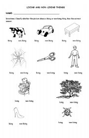 English Worksheet: Living and Non Living Things 2