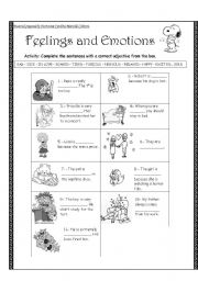 English Worksheet: Feelings and emotions