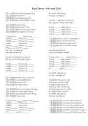 English Worksheet: Song - Hot and Cold - Katy Perry