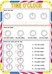 English Worksheet: Time oclock