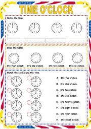 English Worksheet: Time oclock