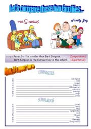 English Worksheet: Comparatives and Superlatives with The Simpsons and Family Guy