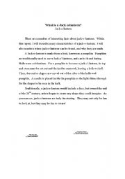 English Worksheet: What is a Jackolanturn?