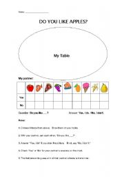 English worksheet: Information Gap: Do You Like Apples?