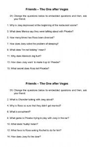 English worksheet: Friends: The one after Vegas