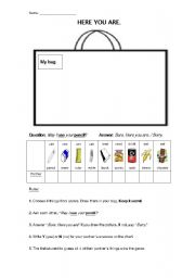 English Worksheet: Information Gap: Secret Bag