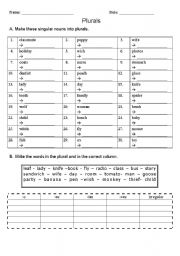 English Worksheet: Plurals