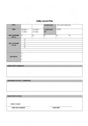 English Worksheet: Lesson Plan