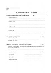 English worksheet: Test Holiday hypes