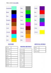English Worksheet: COLOURS AND PATTERNS