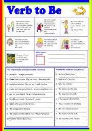 English Worksheet: Verb to Be ( B/W & Keys)