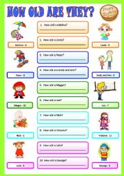 English Worksheet: How old are they?
