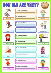 English Worksheet: How old are they?