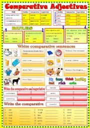 English Worksheet: Comparative Adjective - (B/W & Keys)