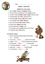 English Worksheet: gerund - infinitive