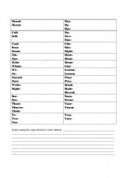 English Worksheet: Homophone worksheet