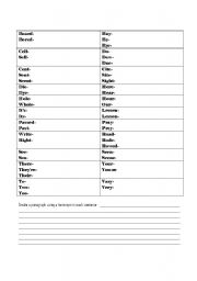 English worksheet: Homophone worksheet