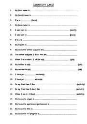 English worksheet: identity card