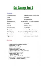 English worksheet: Cool Runnings Part 2