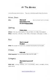 English Worksheet: at the movies