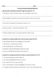 English worksheet: Compound Subject Predicate