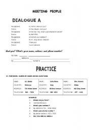 English Worksheet: Meeting people