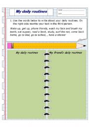 English Worksheet: My daily routine - writing exercise