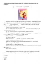 English Worksheet: Countables and uncountables -little red riding hood