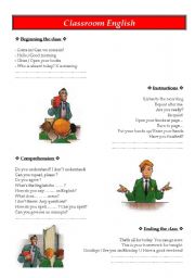 English Worksheet: Classroom English - Common phrases used in class