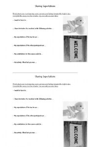 English Worksheet: Sharing Expectations - Ice breaker