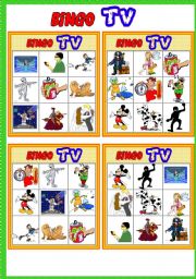 English Worksheet: TV programmes BINGO # 17 programmes # 10 CARDS # List of vocabulary + call sheet # Bingo Instructions # fully editable