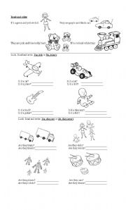 English Worksheet: Toys - Colors - To Be