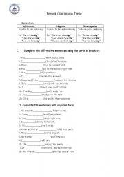 English Worksheet: Present continuous