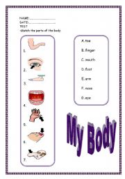 English Worksheet: ***Parts of the body + Domino Cards *** Fully Editable***3 Pages