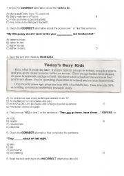 English Worksheet: TEST - PRONOUN REFERENCE - SIMPLE PRESENT WITH ANSWERS