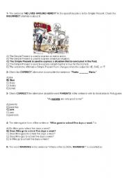 English Worksheet: TEST - SIMPLE PRESENT, GERUND, INFINITIVE, MODAL VERB, FACT OR OPINION