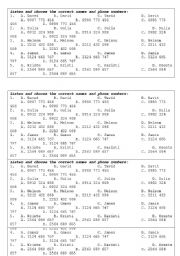 English Worksheet: Alphabet and Phone number