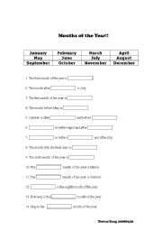 English Worksheet: Months of the year