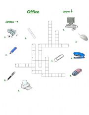 English Worksheet: Office objects - crossword