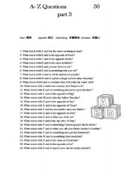 English Worksheet: A-Z questions