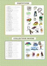 English Worksheet: Partitives and collective nouns