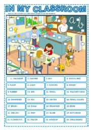 English Worksheet: IN MY CLASSROOM 