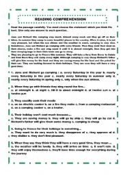 English Worksheet: READING COMPREHENSION- GO CAMPING