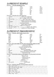 English Worksheet: exercises on simple present tense and present progressive tense