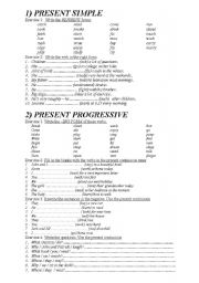 exercises on simple present tense and present progressive tense