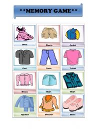 English Worksheet: Memory Game/ clothes