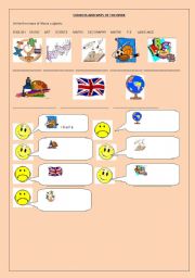 English worksheet: SCHOOL SUBJECTS and DAYS OF THE WEEK