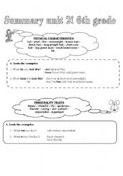English worksheet: comparatives and personal description